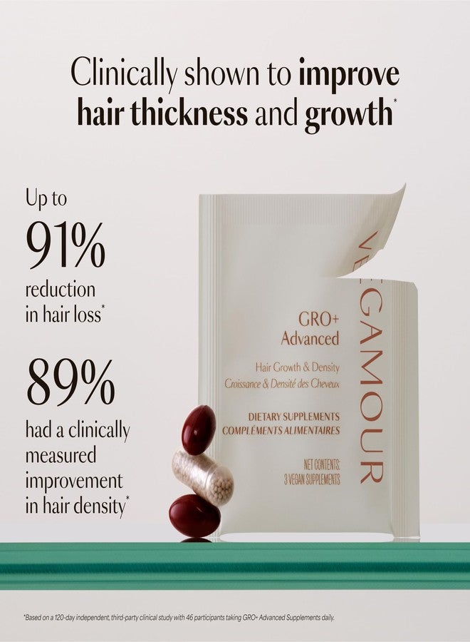 VEGAMOUR GRO+ Advanced Hair Growth Supplements - Boosts Hair Growth & Density - 30 Pill Packs/Box - Image 4
